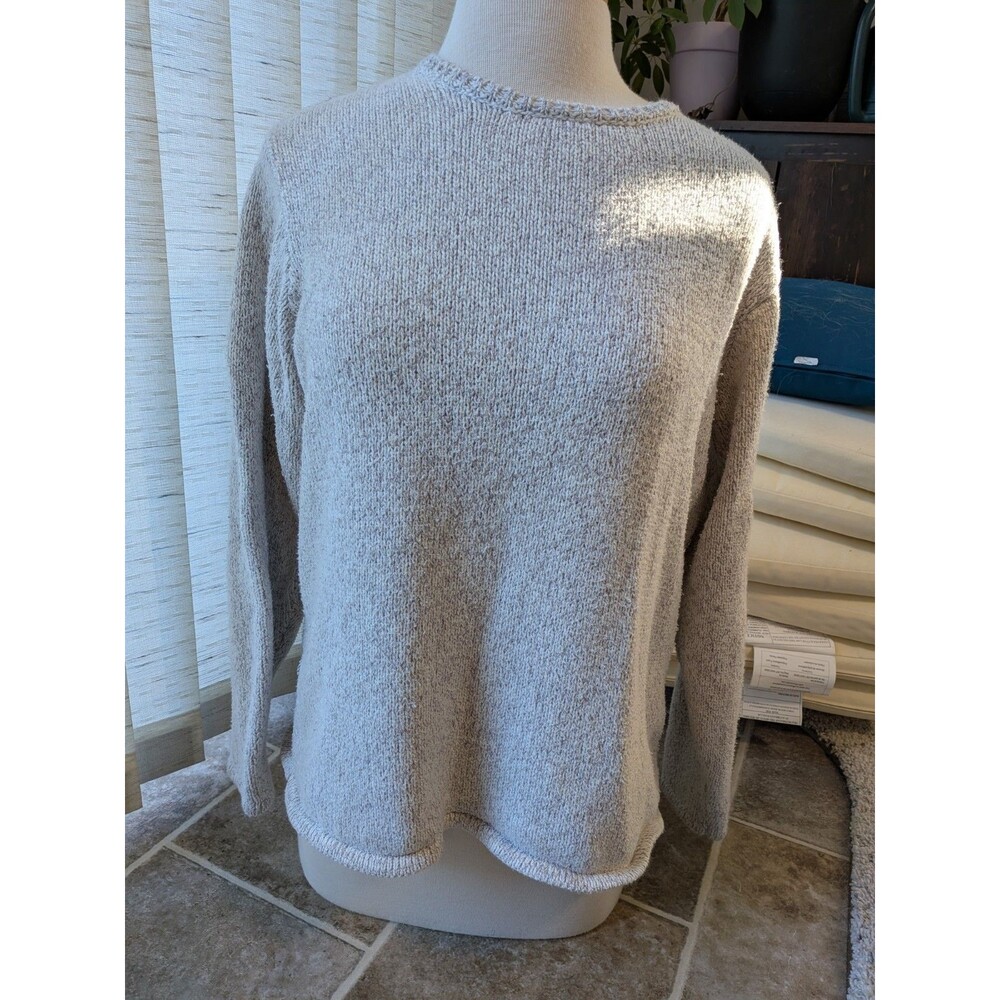 LL Bean Gray Cotton Blend Sweater Women's Size Large